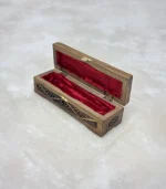 El Oyma Ceviz Ahşap Aksesuar Kutusu – 8x26x7 cm Kadife Kaplı Takı ve Tespih Kutusu | Dekoratif Kutu - Görsel 6