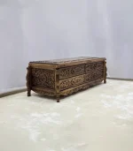 Ceviz El Oyma TV Ünitesi – 4 Çekmeceli Doğal Ahşap Medya Sehpası - 120x50x45 cm - Görsel 7