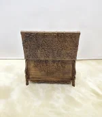 Maraş El Oyma Ceviz Ahşap Çeyiz Sandığı – 83x48x57 Cm Özel Motifli Sandık | Hayat Ağacı Model - Görsel 5