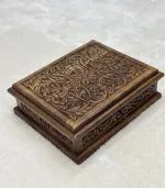 El Oyma Ceviz Ahşap Takı ve Saat Kutusu 12'li - Koleksiyonluk Aksesuar Kutusu 30x36x12 cm - Görsel 6